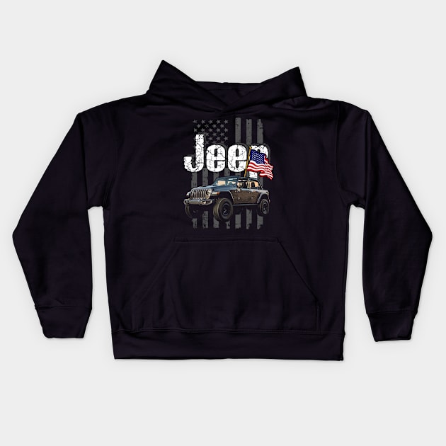 Jeep Wrangler Rubicon 392 Jeepcar JEEP Flag Kids Hoodie by alex77alves